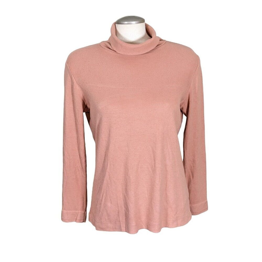 Uniqlo Heat Tech Fleece Sweater Base Layer Women L Orange Turtleneck Warm Soft